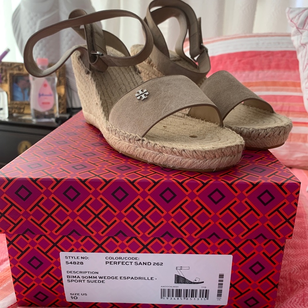 TORY BURCH Bima Wedge Espadrille Sport Suede NWB